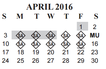 District School Academic Calendar for Martin Elementary for April 2016