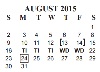 District School Academic Calendar for M J Frank Planetarium for August 2015