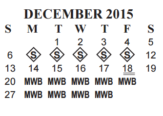 District School Academic Calendar for South Park Middle for December 2015