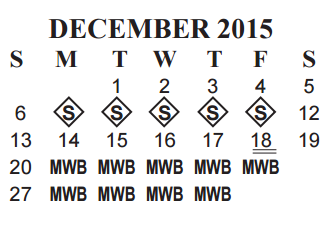 District School Academic Calendar for Vincent Middle School for December 2015