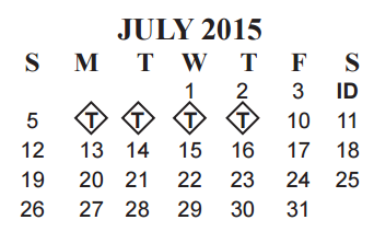 District School Academic Calendar for Jefferson Co Youth Acad for July 2015