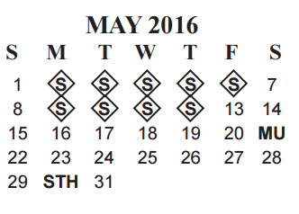 District School Academic Calendar for Jones Clark Elementary School for May 2016