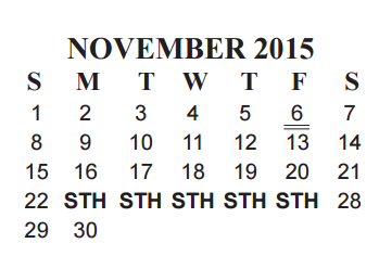 District School Academic Calendar for Ogden Elementary for November 2015