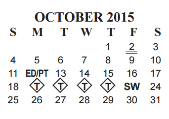 District School Academic Calendar for South Park Middle for October 2015