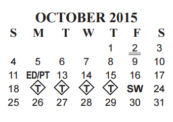 District School Academic Calendar for Bingman Head Start for October 2015