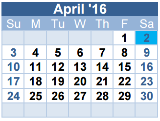 District School Academic Calendar for Grace E Hardeman Elementary for April 2016