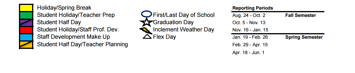 District School Academic Calendar Key for Tarrant Co J J A E P