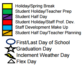 District School Academic Calendar Legend for Holiday Heights Elementary