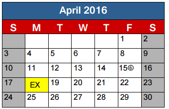 District School Academic Calendar for Lighthouse Learning Center - Jjaep for April 2016