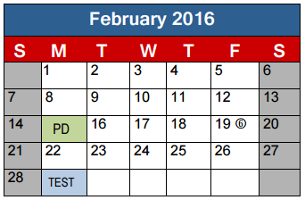 District School Academic Calendar for Elisabet Ney Elementary for February 2016