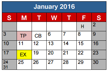 District School Academic Calendar for Brazoswood High School for January 2016