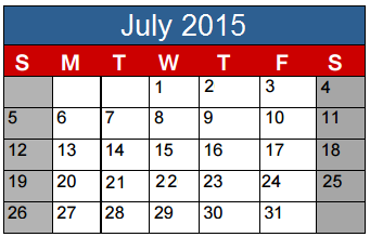 District School Academic Calendar for Lighthouse Learning Center - Daep for July 2015