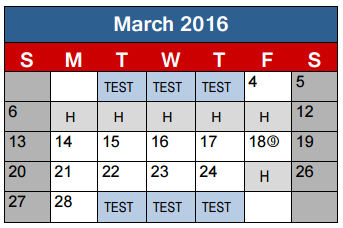 District School Academic Calendar for Clute Int for March 2016