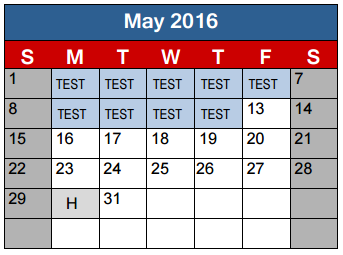 District School Academic Calendar for Lighthouse Learning Center - Daep for May 2016