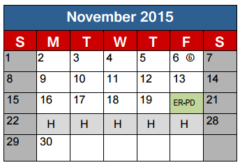 District School Academic Calendar for Lake Jackson Intermediate for November 2015