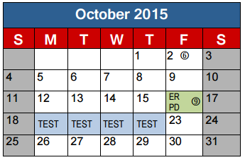 District School Academic Calendar for Griffith Elementary for October 2015