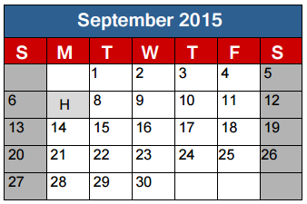 District School Academic Calendar for Lake Jackson Intermediate for September 2015