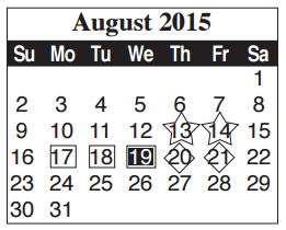 District School Academic Calendar for Cromack Elementary for August 2015