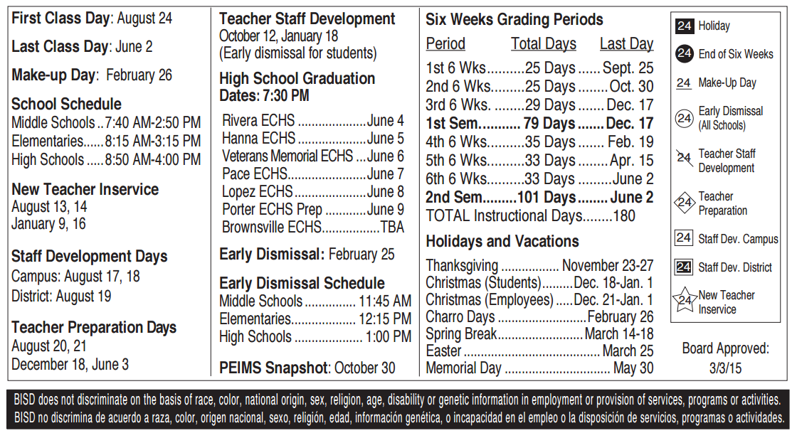 District School Academic Calendar Key for Pace High School