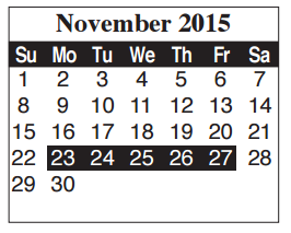 District School Academic Calendar for Russell Elementary for November 2015