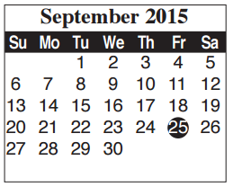 District School Academic Calendar for Brite Elementary for September 2015