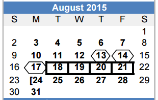 District School Academic Calendar for James Earl Rudder High School for August 2015