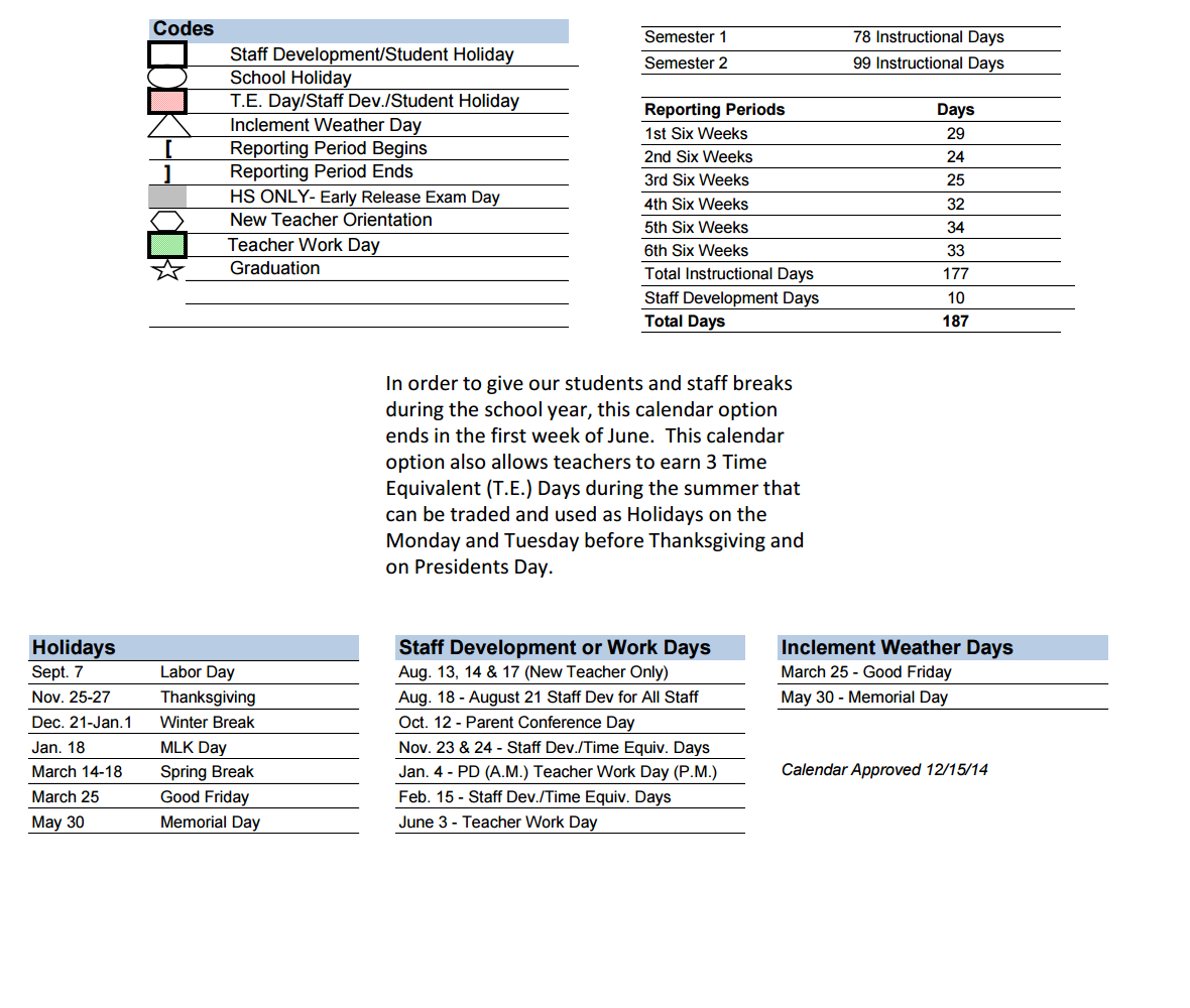 District School Academic Calendar Key for Sam Rayburn