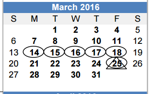 District School Academic Calendar for Fannin Elementary for March 2016