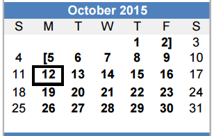 District School Academic Calendar for Fannin Elementary for October 2015