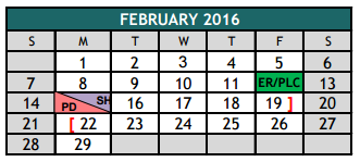 District School Academic Calendar for The Academy At Nola Dunn for February 2016