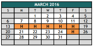 District School Academic Calendar for The Academy At Nola Dunn for March 2016