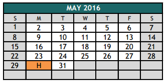 District School Academic Calendar for Oak Grove Elementary for May 2016