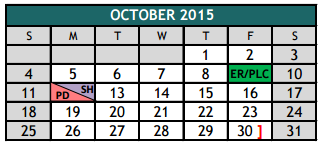 District School Academic Calendar for Frazier Elementary for October 2015