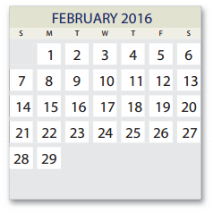 District School Academic Calendar for Pre-k Ctr II for February 2016
