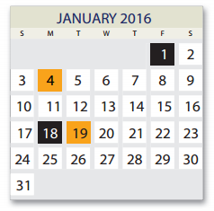 District School Academic Calendar for Salazar Alternative Education Prog for January 2016