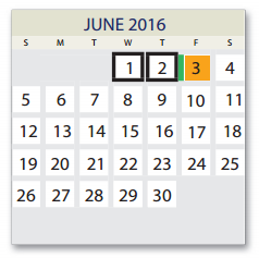 District School Academic Calendar for Pre-k Ctr II for June 2016
