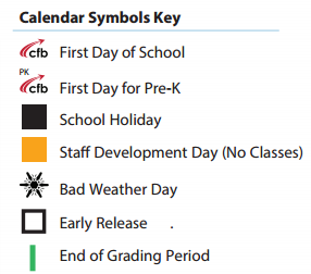 District School Academic Calendar Legend for Salazar Alternative Education Prog