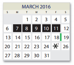 District School Academic Calendar for Kelly Pre-kindergarten Center for March 2016