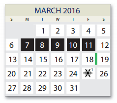 District School Academic Calendar for Salazar Alternative Education Prog for March 2016