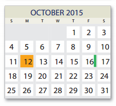 District School Academic Calendar for Kelly Pre-kindergarten Center for October 2015