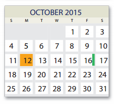 District School Academic Calendar for Sheffield Intermediate for October 2015