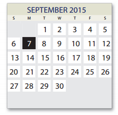 District School Academic Calendar for Early College High School for September 2015