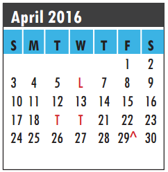 District School Academic Calendar for Clear Brook High School for April 2016