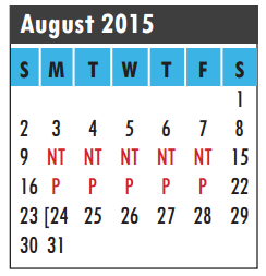 District School Academic Calendar for Space Center Intermediate for August 2015