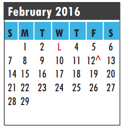 District School Academic Calendar for Wedgewood Elementary for February 2016