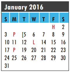 District School Academic Calendar for North Pointe Elementary for January 2016