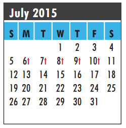 District School Academic Calendar for Armand Bayou Elementary for July 2015