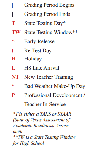 District School Academic Calendar Legend for Bay Elementary