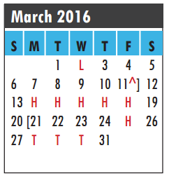 District School Academic Calendar for G H Whitcomb Elementary for March 2016