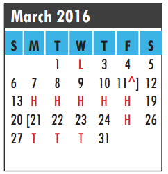 District School Academic Calendar for John F Ward Elementary for March 2016